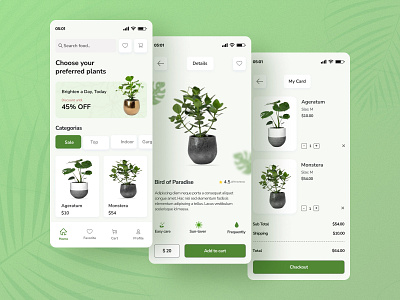 Plant App Design app app design branding design ecommerce ecommercestore fresh gardening graphic design header illustration logo mobile app online shop plant plantshop ui uiux vector