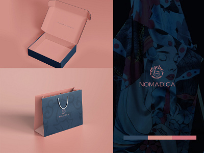 NOMADICA blue brand cashmere design logo mongolia package pink