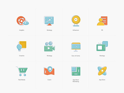 a series of icons for agency agency colorful design icon icons icons design icons set illustration lovely