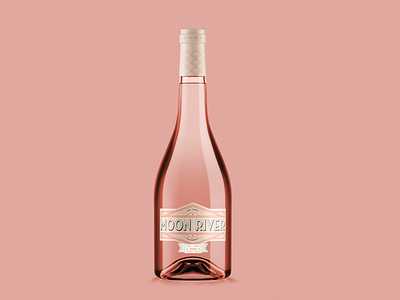 Moon River - Rosé branding lettering liquor packaging logo moon river rosé rosé label type wine bottle wine label wine packaging