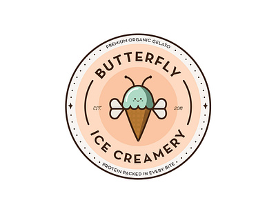 Butterfly Logo cute gelato icecream illustration logo retro typography vintage