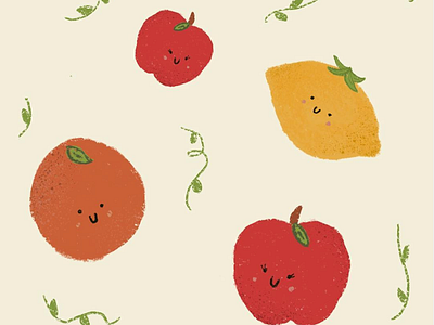 fruities apple fruit fruit illustration lemon orange