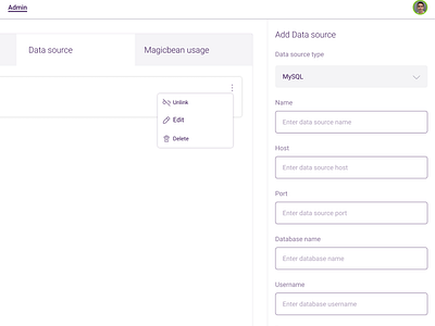 Dataset control panel