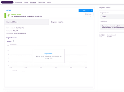 ML prediction product analytics app dashboard ui ui