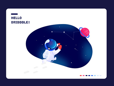 Hello Dribbble！ illustration logo