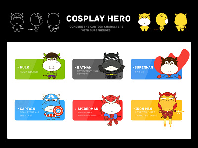 Cartoon Visual Design | Cosplay Superheroes cosplay illustration ui 卡通形象