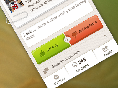 Betting bet betting buttons opposite rate thumbs down thumbs up ui