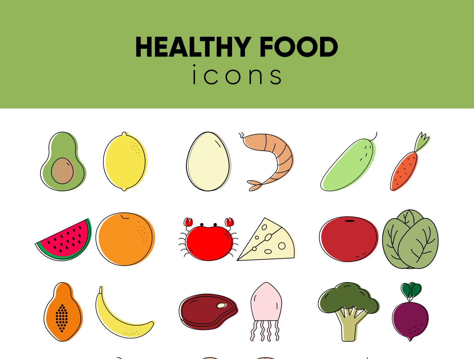 Healthy food icons by Inna on Dribbble