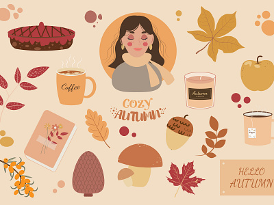 Cozy autumn autumn autumn card branding cozy autumn design fall card graphic design illustration illustrator logo vector