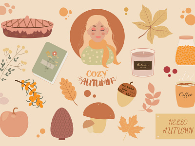 Cozy autumn autumn card branding design fall card graphic design illustration illustrator logo vector