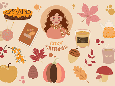 Cozy autumn autumn card branding cozy illustration design fall card graphic design illustration illustrator logo postcard vector