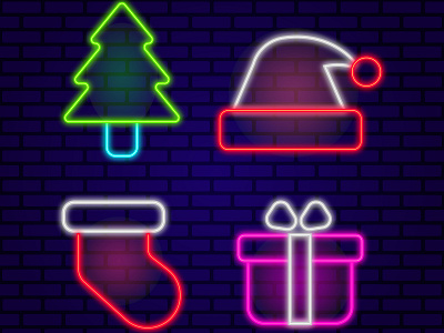 Christmas neon icons