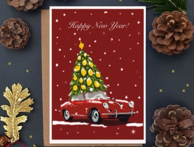 Postcard "Happy New Year" christmas christmas card design graphic design ill illustration illustrator logo new year postcard