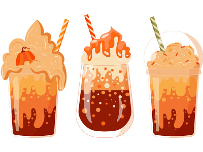 Set of pumpkin spice latte autumn design graphic design illustration illustrator pumpkin pumpkin spice latte vector