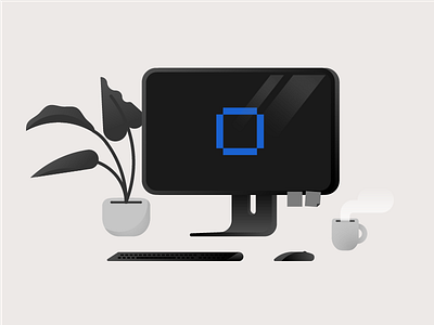 Blockchain illustration #4 calm coffee computer desk illustration