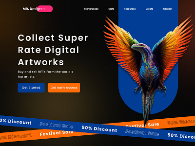 NFT Marketplace Landing Page clean ui cryptocurrancy design digital art figma gaming landing page marketplace nft nft market nft marketplace nft ui nft web nft website ui web design website website design