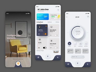 Smart Home App Design animation app app design branding clean ui design figma figma app home home app minimal smart home smart home app ui ux vector