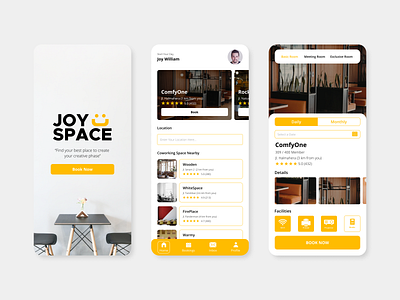 Coworking Space Booking App - JoySpace app design ui