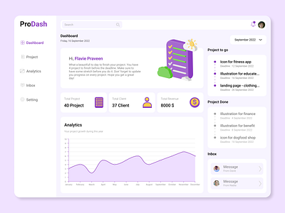 Project Management Dashboard - ProDash design illustration ui