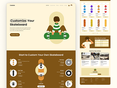 Customize Skateboard Website - Caskate design illustration ui website