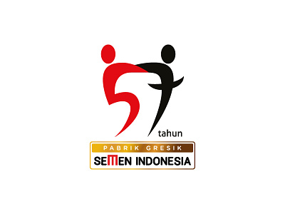 57th PT Semen Gresik | Largest Cement Companies in Indonesia 57th anniversary branding human initial logo modern number simple