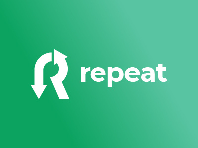 R for repeat logo concept for sale branding flat icon logo typography
