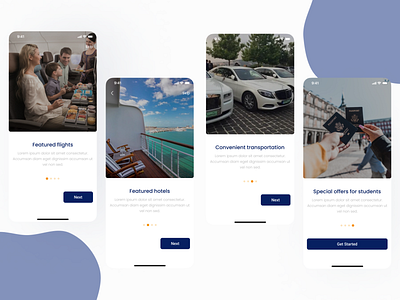 Onboarding Reservations App Screen airplane cars design discounts and offers figma graphic design hotel mobile app prototype reservations sketch students transport ui user interface ux wireframe xd