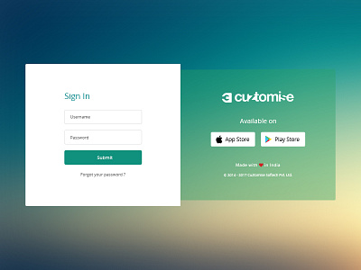 Dribbble Cuztomise android cuztomise enterprise form ios login mobility pharma reporting saas services signup