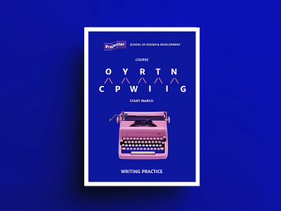 copywriting poster copywriting course graphic design navy blue poster poster design typewriter