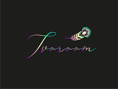 Your favorite room blue branding feather graphic design green identity logo logotype neologism peacock feather rose vector