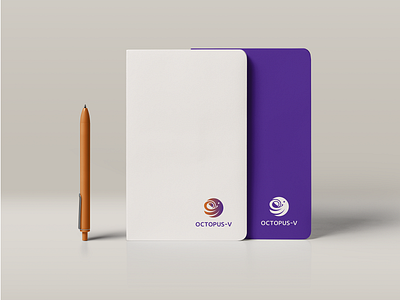 Visual Brand Identity Octopus - V branding graphic design identity logo logotype notebook octopus orange purple vector