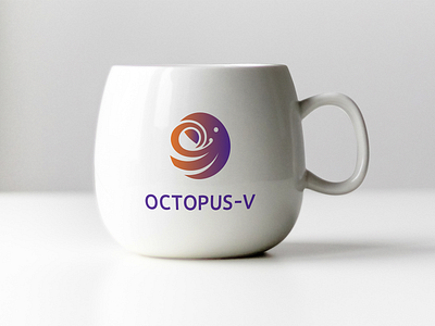 Visual Brand Identity Octopus - V branding cup graphic design identity logo logotype octopus orange purple vector