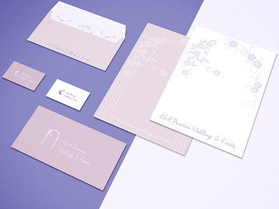 A&A Premium Weddings & Events arch blank branding businesscard evernote flovers graphic design identity letter logo logotype premium design vector violet