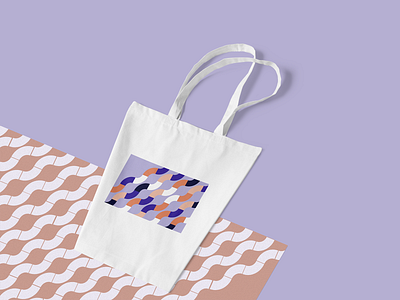 Tote Bag bag black blue graphic design illustration orange pattern tote vector violet waves white