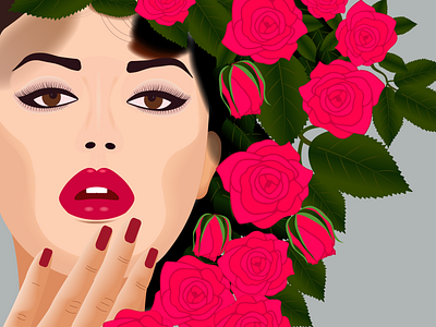 Girl girl graphic design green illustration red roses scarlet vector