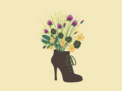 Flowers in ankle boots ai ankle ankle boots boots bouquet clover dill flowers graphic design herb identity illustration vector