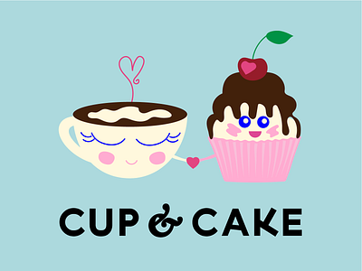 Cup & cake cake cherry cup graphic design heart identity illustration logo logotype vector