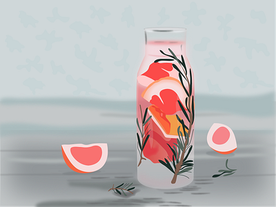 Grapefruit mood ai botlle grapefruit mood graphic design identity illustration rosemary vector