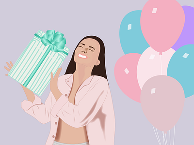 I love gifts! balloons gift girl graphic design identity illustration present vector