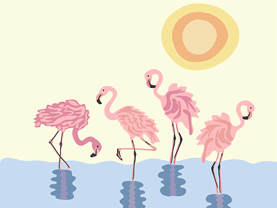 flamingo flamingo graphic design identity illustration sun vector