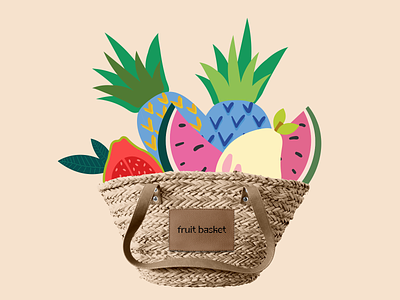 Fruit basket logo a pineapple branding fruit basket graphic design guava identity illustration logo logotype pear vector watermelon