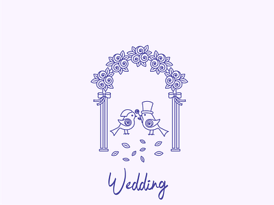 Wedding arch birds bouquet bows flowers illustration petals roses top hat veils wedding