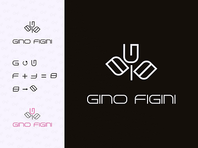 GINO FIGINI black branding flower graphic design icon identity letters logo logodesign logotype magnolia pattern raspberry vector white women shoes