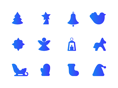 New year icons angel bell blue boots design duck felt boots graphic design hat horse icon lantern mitten new year eve new year icons sled star toy tree vector