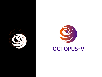 OCTOPUS - V gradient graphic design icon identity logo logotype octopus octopus logo orange purple tentacles vector