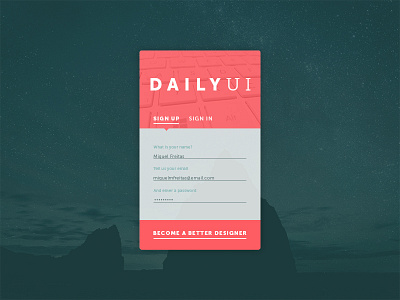 Daily UI #001 - Sign Up dailyui sign up ui user interface