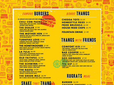 Chedda Burger Menu food illustration menu restaurant texture