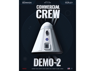 Commercial Crew Demo-2 Launch animation c4d capsule demo 2 design dragon illustration iss jhdesign joshhill joshjhill launch nasa retro rocket space spacex type