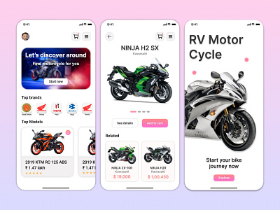 Motorcycle Rental App UI Design app app design branding design graphic design illustration logo ui ux vector