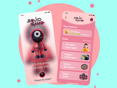 Squid Game App UI Design app app design branding design graphic design illustration logo ui ux vector